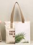 Slogan Graphic Shopper Bag