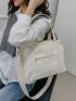 Patch Detail Shoulder Tote Bag