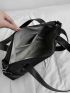 Patch Detail Shoulder Tote Bag