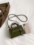 Mini Crocodile Embossed Square Bag