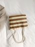 Striped Pattern Straw Bag