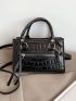 Mini Crocodile Embossed Square Bag