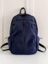 Men Drawstring Decor Zip Front Laptop Backpack
