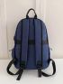 Men Drawstring Decor Zip Front Laptop Backpack