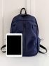 Men Drawstring Decor Zip Front Laptop Backpack