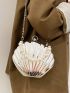Metallic Faux Pearl Decor Dome Bag