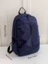 Men Drawstring Decor Zip Front Laptop Backpack