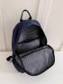 Men Drawstring Decor Zip Front Laptop Backpack