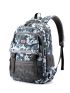 Men Geometric Pattern Letter Patch Laptop Backpack