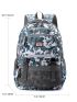 Men Geometric Pattern Letter Patch Laptop Backpack