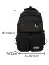 Men Letter Patch Decor Functional Backpack