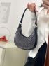 Studded Decor Hobo Bag, Clear Bag