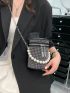 Mini Studded & Faux Pearl Decor Bucket Bag, Clear Bag
