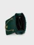 Quilted Chain Decor Twist Lock Square Bag