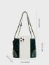 Quilted Chain Decor Twist Lock Square Bag