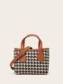 Mini Houndstooth Pattern Square Bag