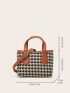 Mini Houndstooth Pattern Square Bag