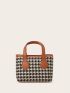 Mini Houndstooth Pattern Square Bag