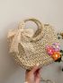 Flower & Twilly Scarf Decor Straw Bag