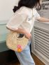 Flower & Twilly Scarf Decor Straw Bag