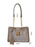 Letter Graphic Push Lock Chain Square Bag
