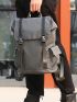 Men Release Buckle Decor Satchel Backpack