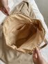 Simple Large Capacity Tote Straw Bag, All-Match Travel Storage Bag, Trendy Beach Bag Minimalist Straw Bag