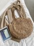 Simple Large Capacity Tote Straw Bag, All-Match Travel Storage Bag, Trendy Beach Bag Minimalist Straw Bag