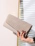 Glitter Pleated Detail Flap Envelope Bag