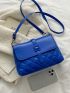 Quilted Buckle Decor Flap Square Bag