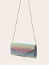 Glitter Color Block Flap Envelope Bag