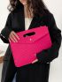 Neon Pink Chevron Quilted Square Bag