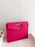 Neon Pink Chevron Quilted Square Bag