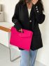 Neon Pink Chevron Detail Flap Square Bag