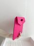 Neon Pink Chevron Detail Flap Square Bag