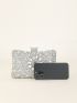 Rhinestone Decor Chain Box Bag