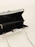 Rhinestone Decor Chain Box Bag