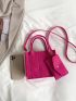 Neon Pink Quilted Square Bag With Coin Purse