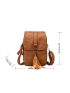 Tassel Decor Litchi Embossed Flap Phone Wallet
