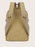 Men Letter Patch Multi-Pocket Release Buckle Decor Laptop Backpack Camping Bag