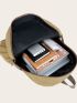 Men Letter Patch Multi-Pocket Release Buckle Decor Laptop Backpack Camping Bag