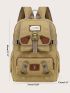 Men Letter Patch Multi-Pocket Release Buckle Decor Laptop Backpack Camping Bag