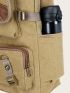 Men Letter Patch Multi-Pocket Release Buckle Decor Laptop Backpack Camping Bag
