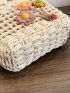 Mini Flower & Twilly Scarf Decor Straw Bag