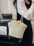 Drawstring Design Straw Bag