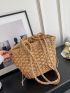 Drawstring Design Straw Bag