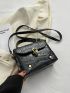 Mini Crocodile Embossed Studded Decor Flap Square Bag