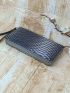 Snakeskin Embossed Zipper Around Long Wallet