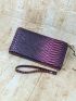 Snakeskin Embossed Long Wallet
