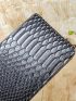 Snakeskin Embossed Zipper Around Long Wallet